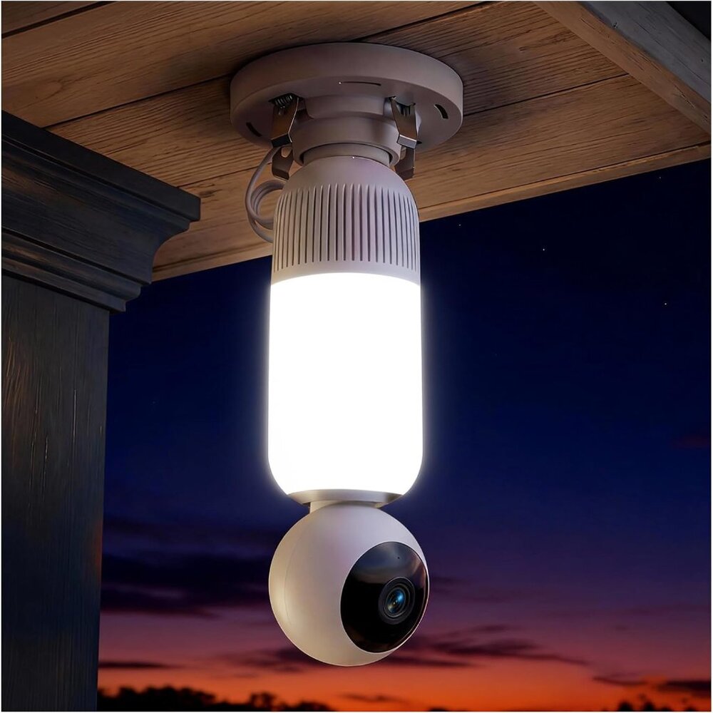 2K Light Bulb Security Camera Outdoor/Indoor w/ WiFi